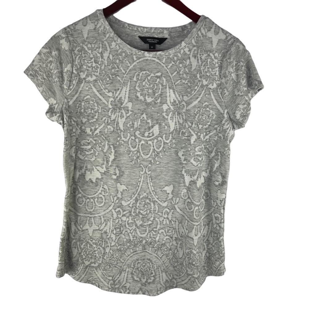 Simply Vera Wang Short Sleeve Floral Burn-Out Tee